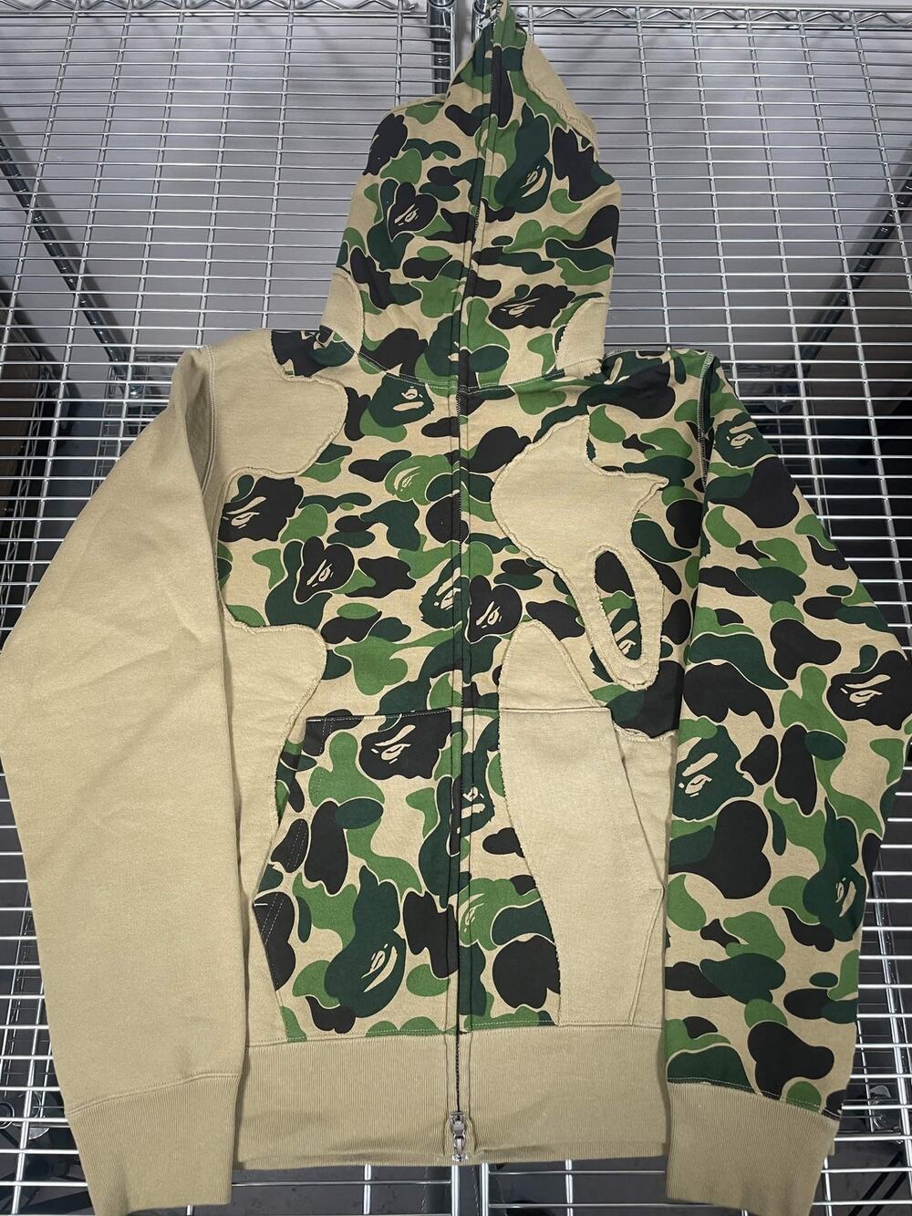 A BATHING APE Bape ABC Green Camo Patchwork Zip Hoodie